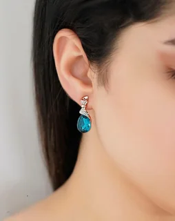 گوشواره میخی ( چسبان ) نگین آبی