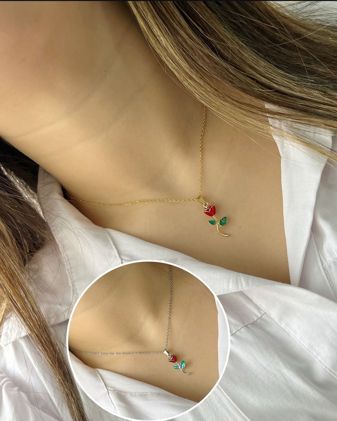 گردنبند گل رز