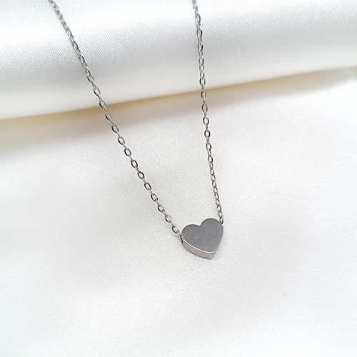 گردنبند قلب 3 بعدی نقره ای با زنجیر دیپلمات