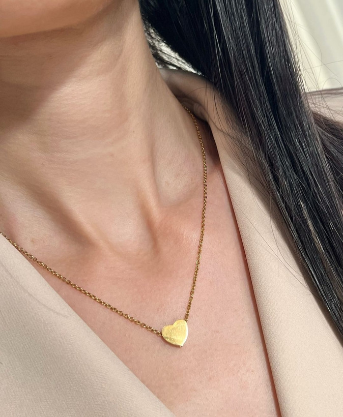 گردنبند قلب 3 بعدی طلایی با زنجیر دیپلمات